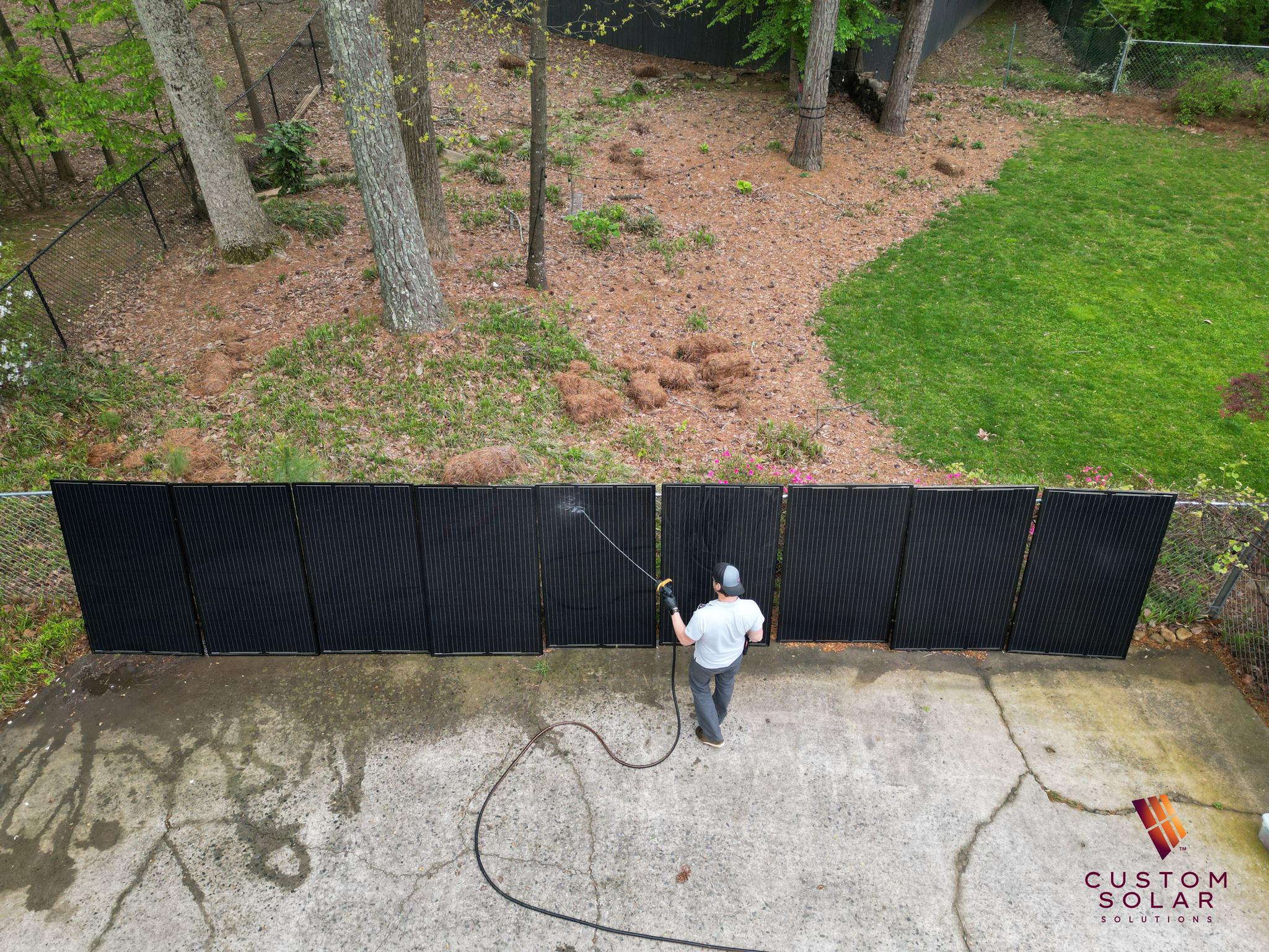 Solar Panel Cleaning before Panel Rerack by Custom Solar Solutions