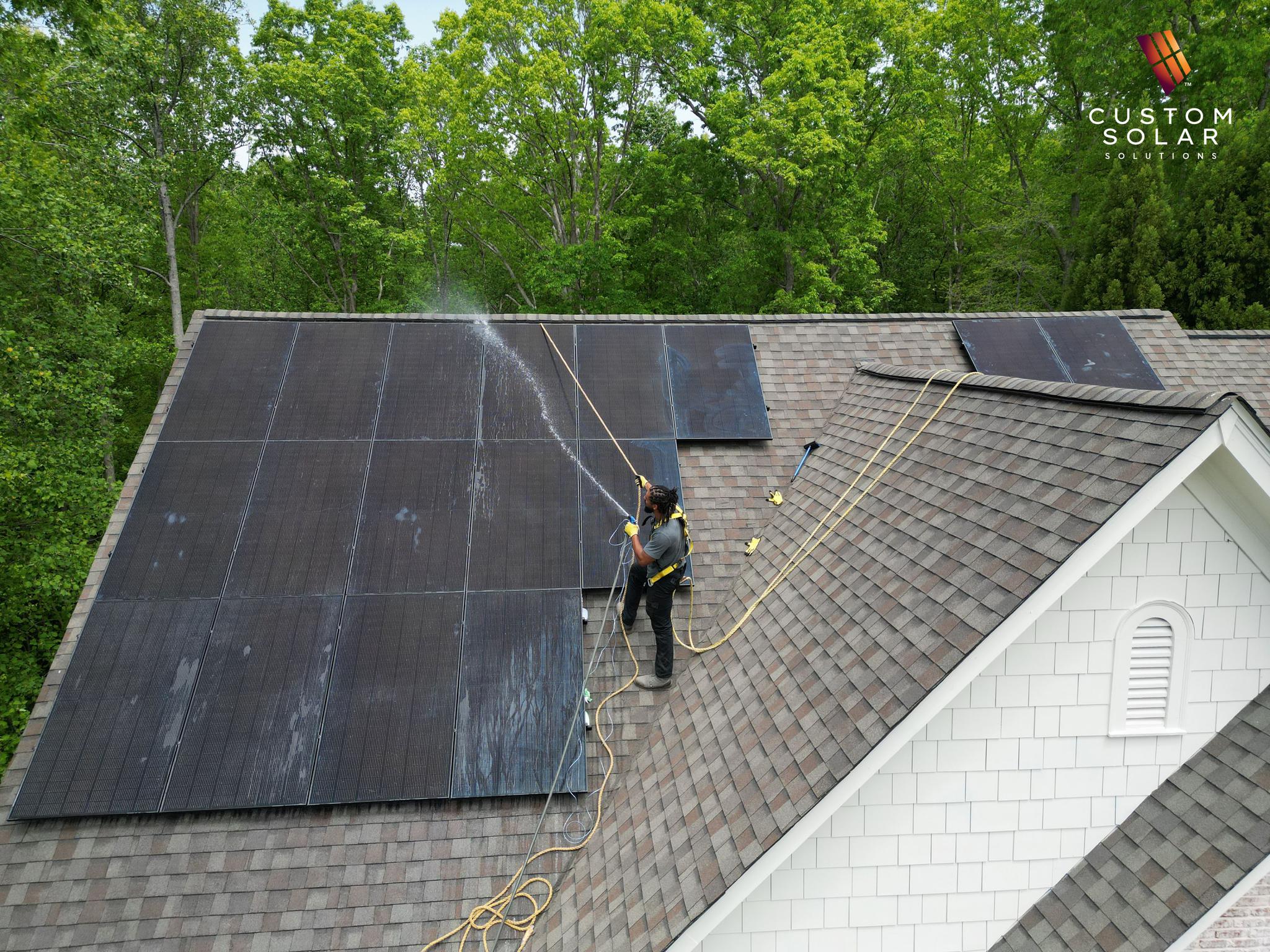 We always clean our panels after installation (Custom Solar Solutions)