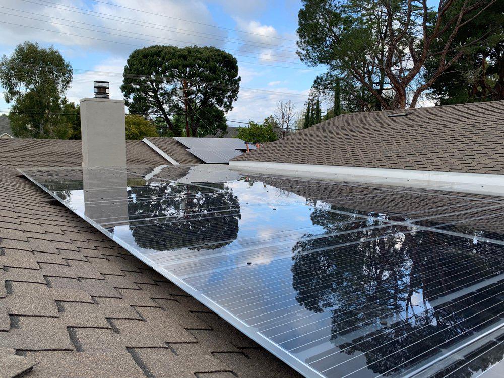 Solar panels integrated on patio cover or roof