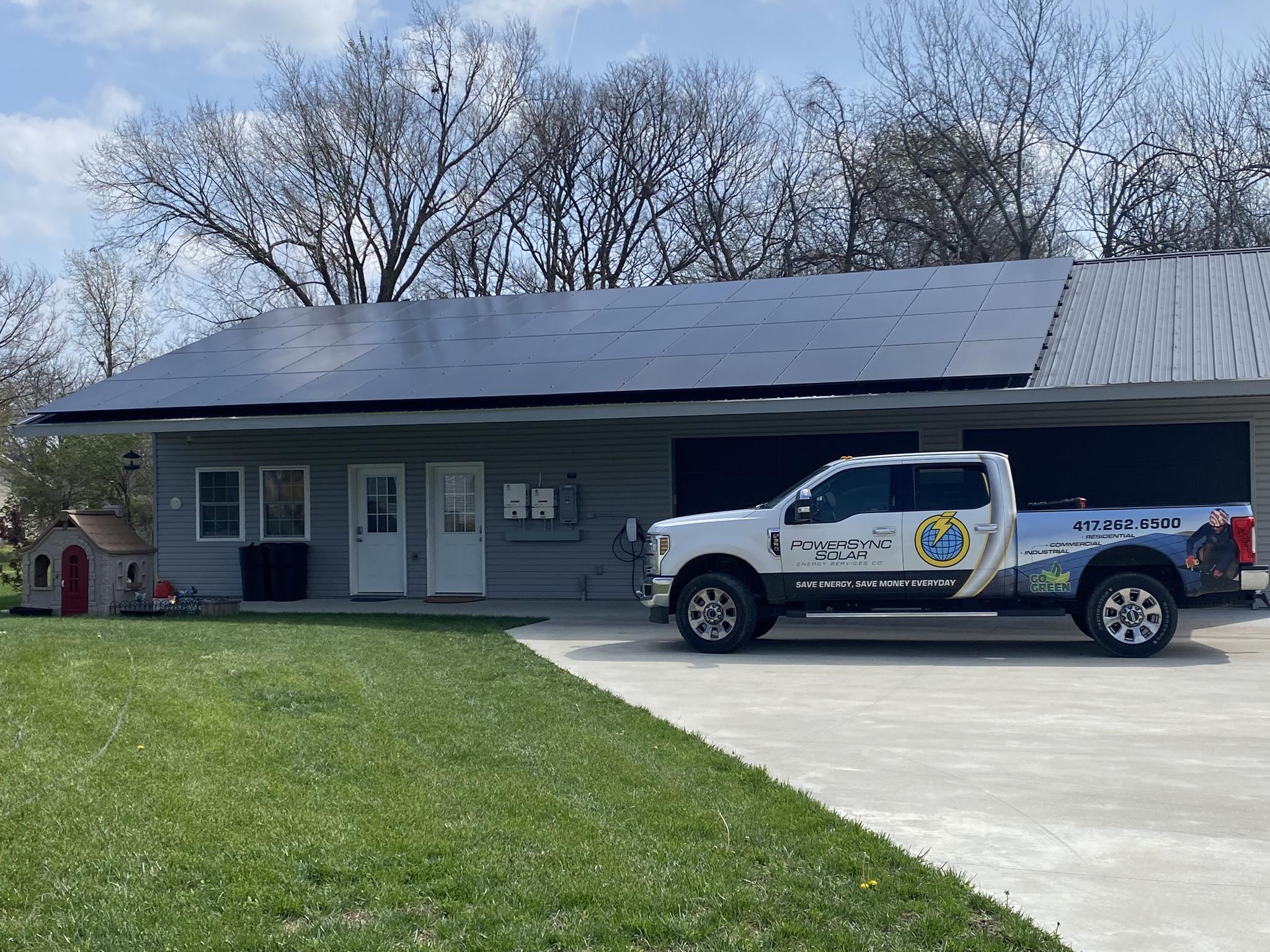 Black frame panels on garage, Joplin, MO