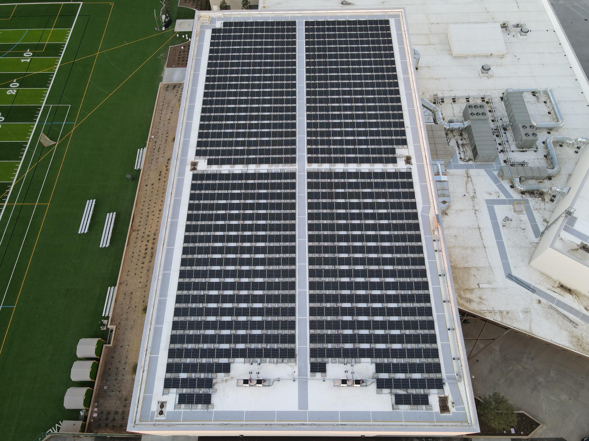 Aerial Shot of MCHS Gym Rooftop Arrays