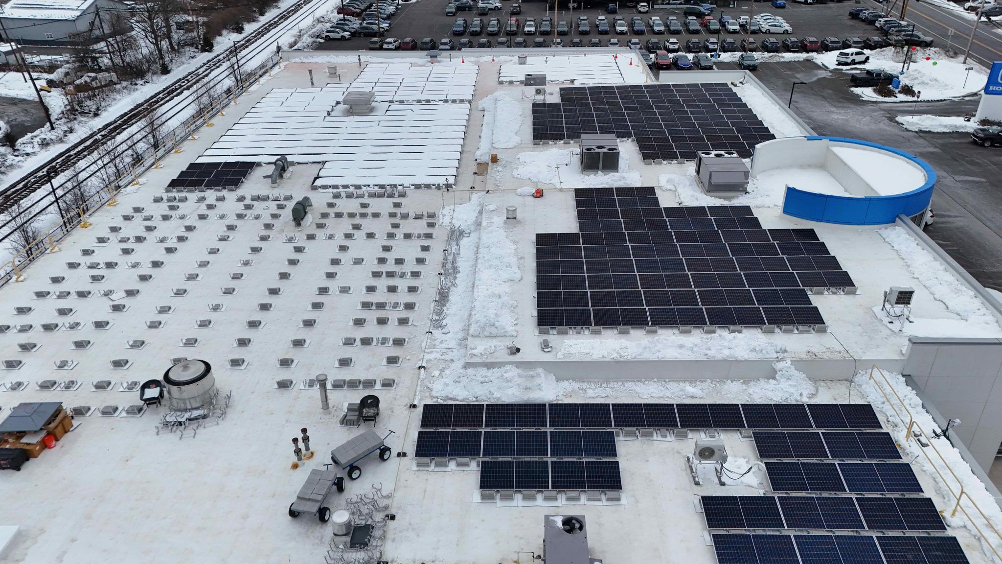 Commercial solar install at Lia Honda in Kingston.
