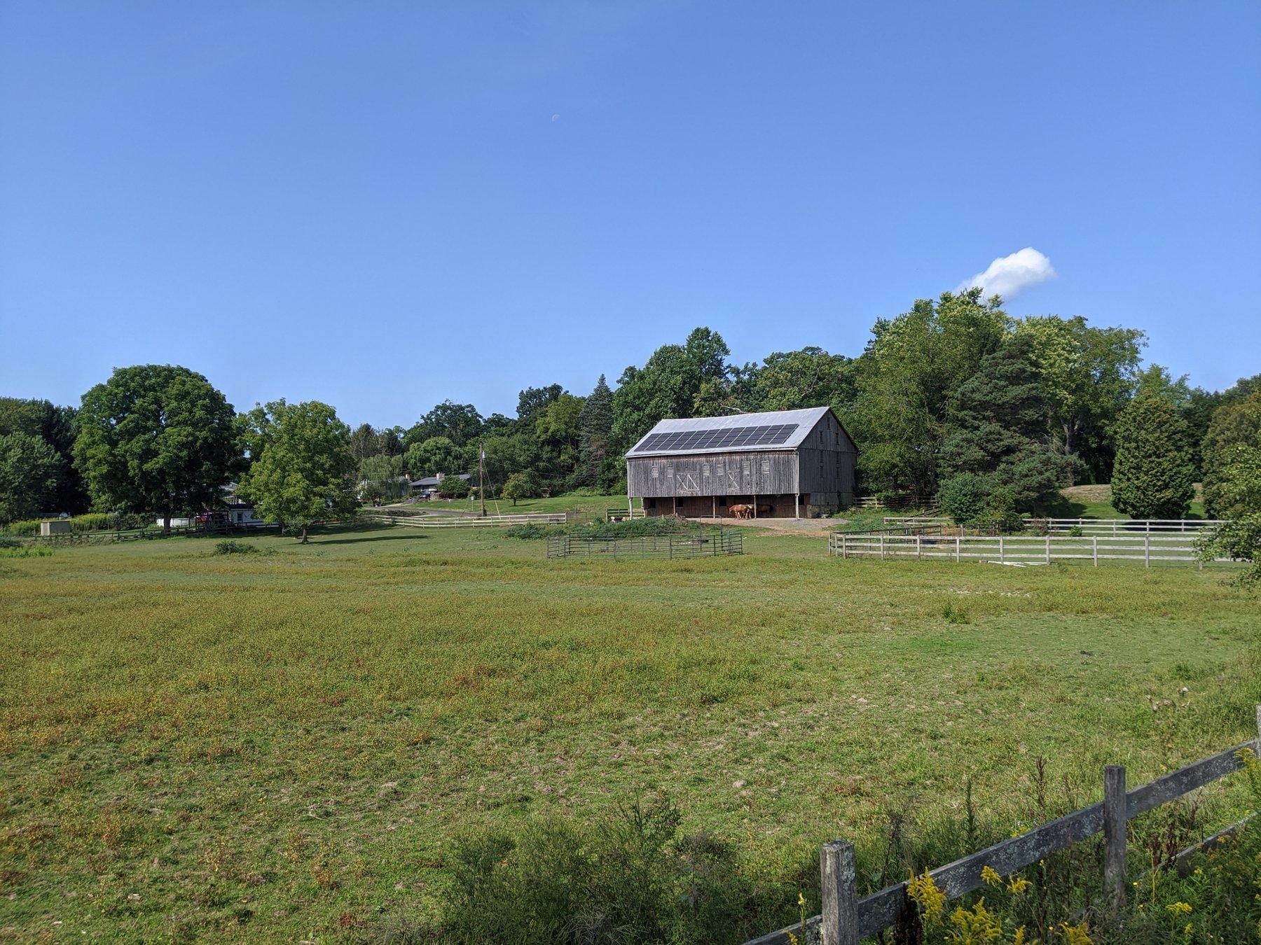 Solar array on a barn roof