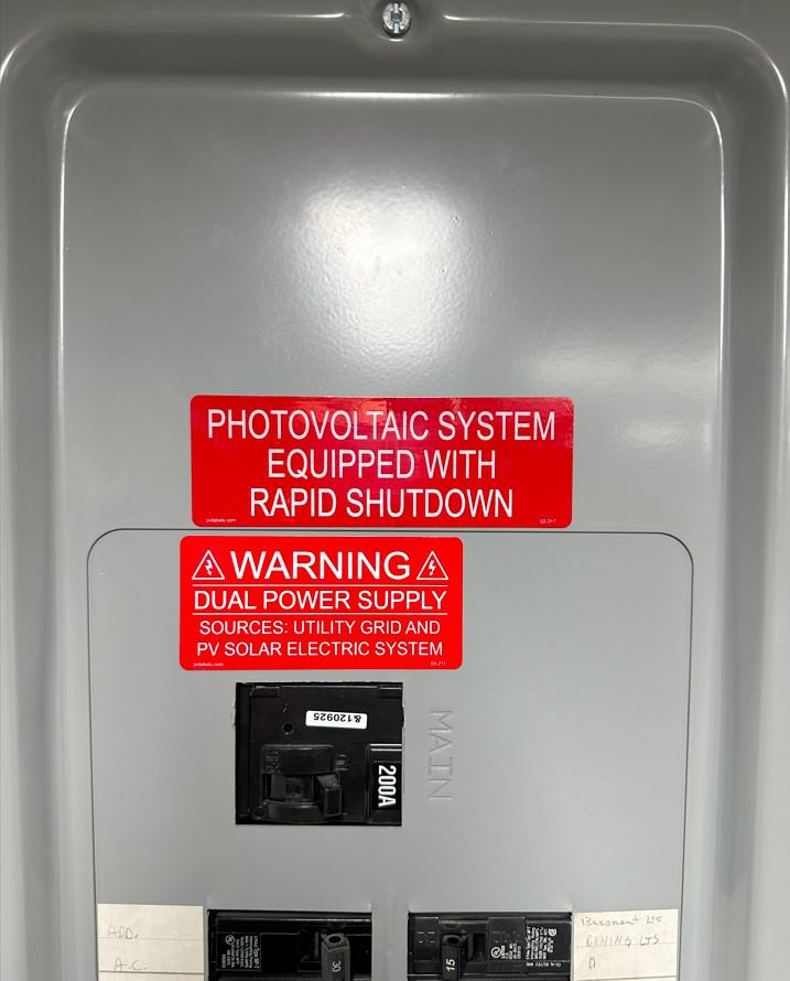 Main Service Panel Warning Labels