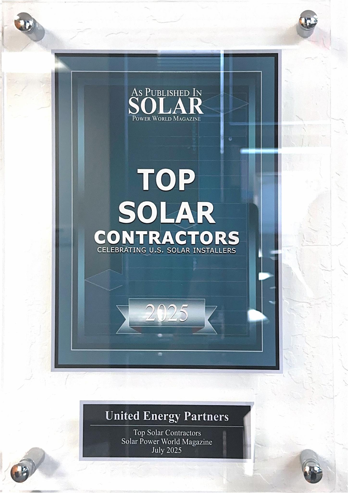 2025 Top Solar Contractor Award