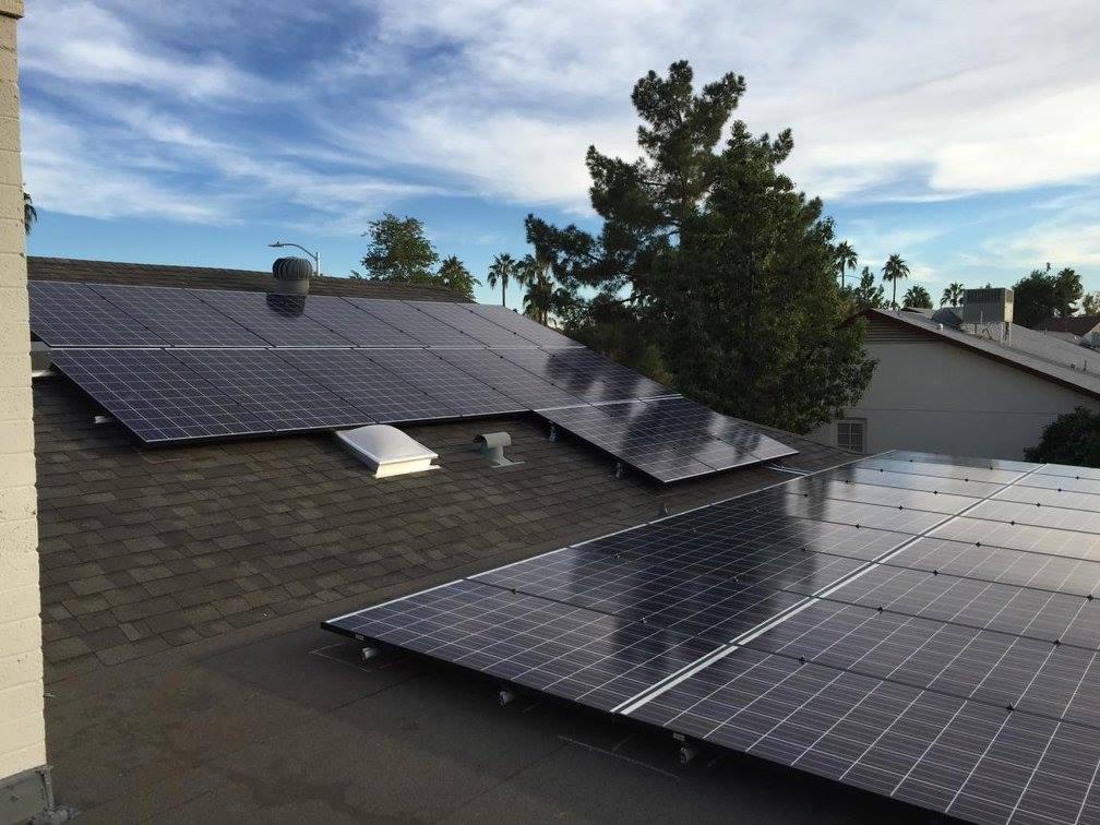 Flat and angled Shingle roof.