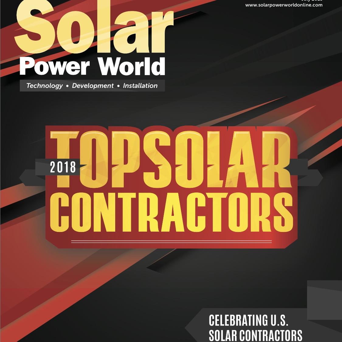 Selected as 2018 Top Solar Contractor