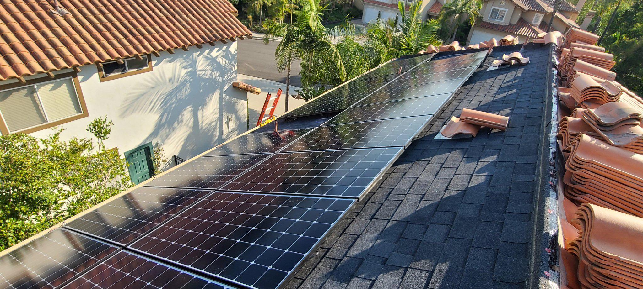 Beginning phase of installing on a clay roof- Laguna Niguel, CA