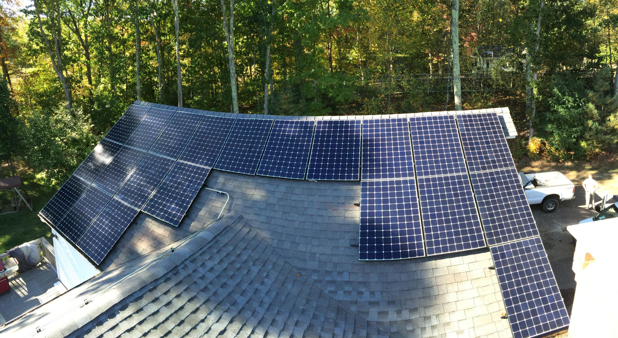 In August 2014, Earthlight installed a 6.87 kW solar power system on the roof of a home in Tolland, CT.