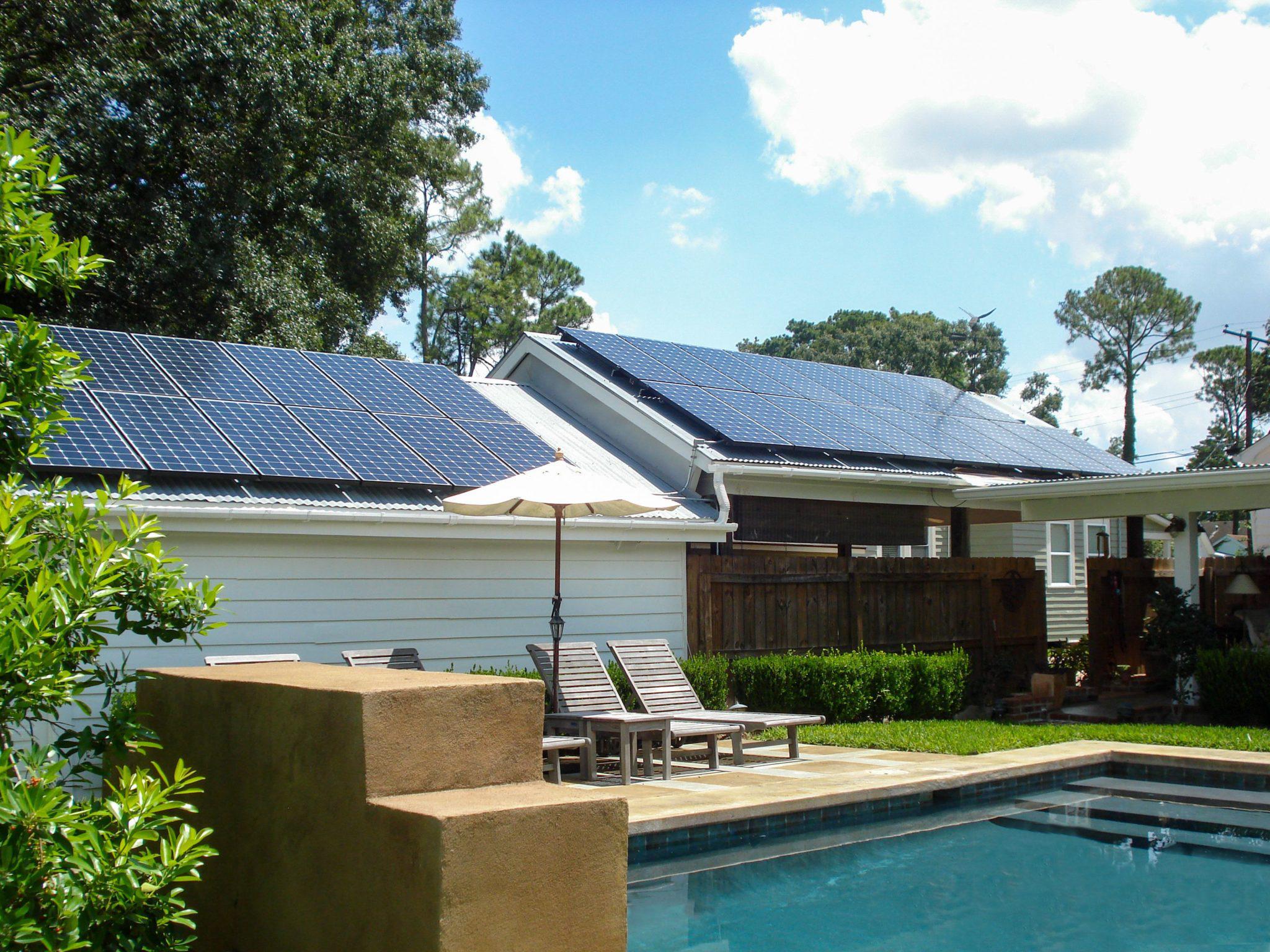 Poolside with a rooftop solar PV system