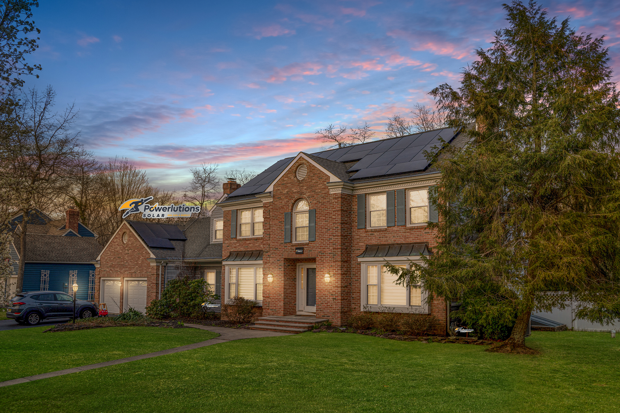 Beautiful Solar Home in New Jersey with a gorgeous sunset.