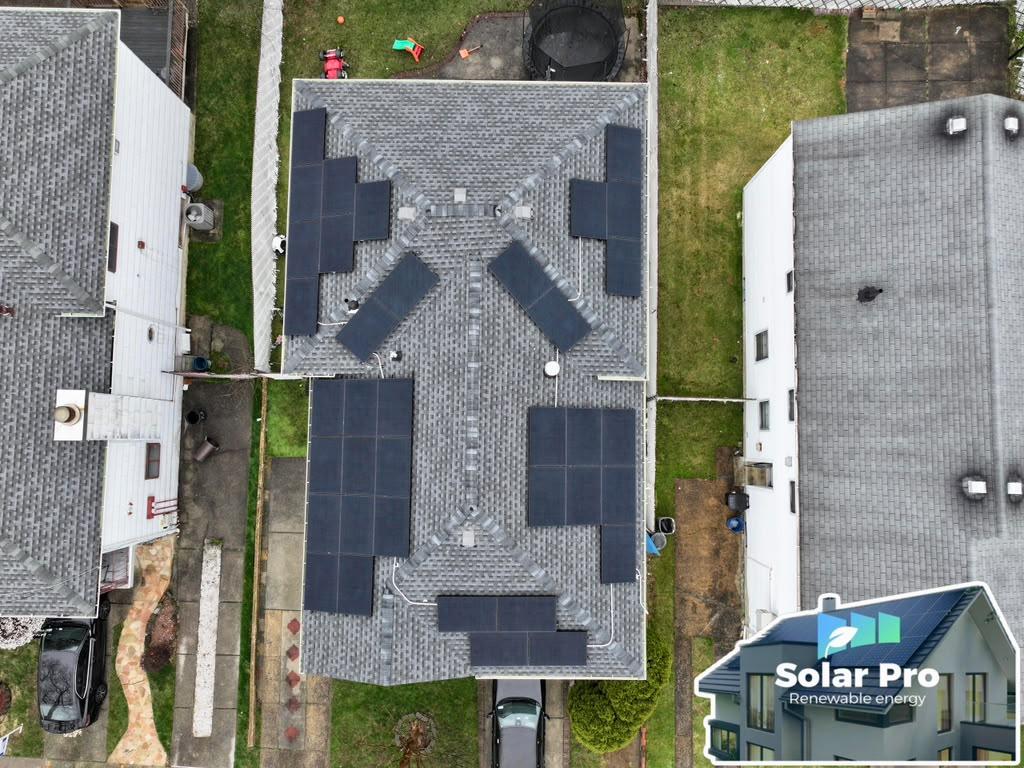 All-black rooftop solar array on a New York home