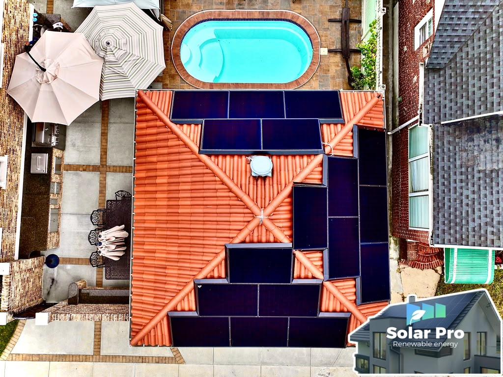 Rooftop solar on a Spanish-tile roof