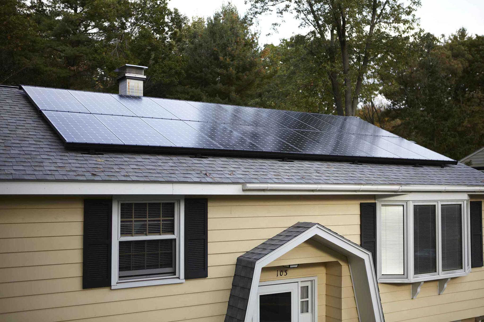 SunPower solar panels on a split-level house in Billerica