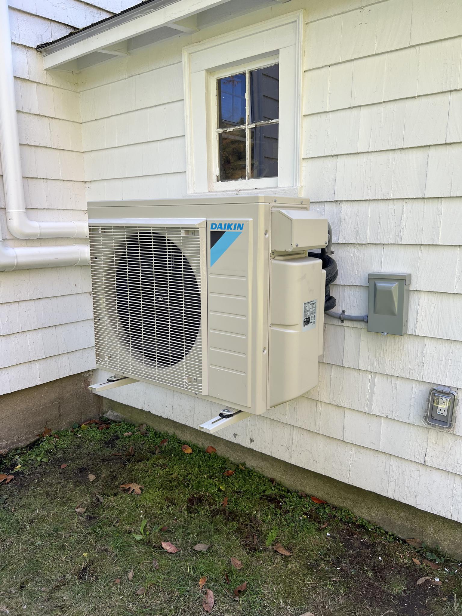 When applicable, wall mounting the heat pump condensers can be a sleek option for outdoor unit placement.