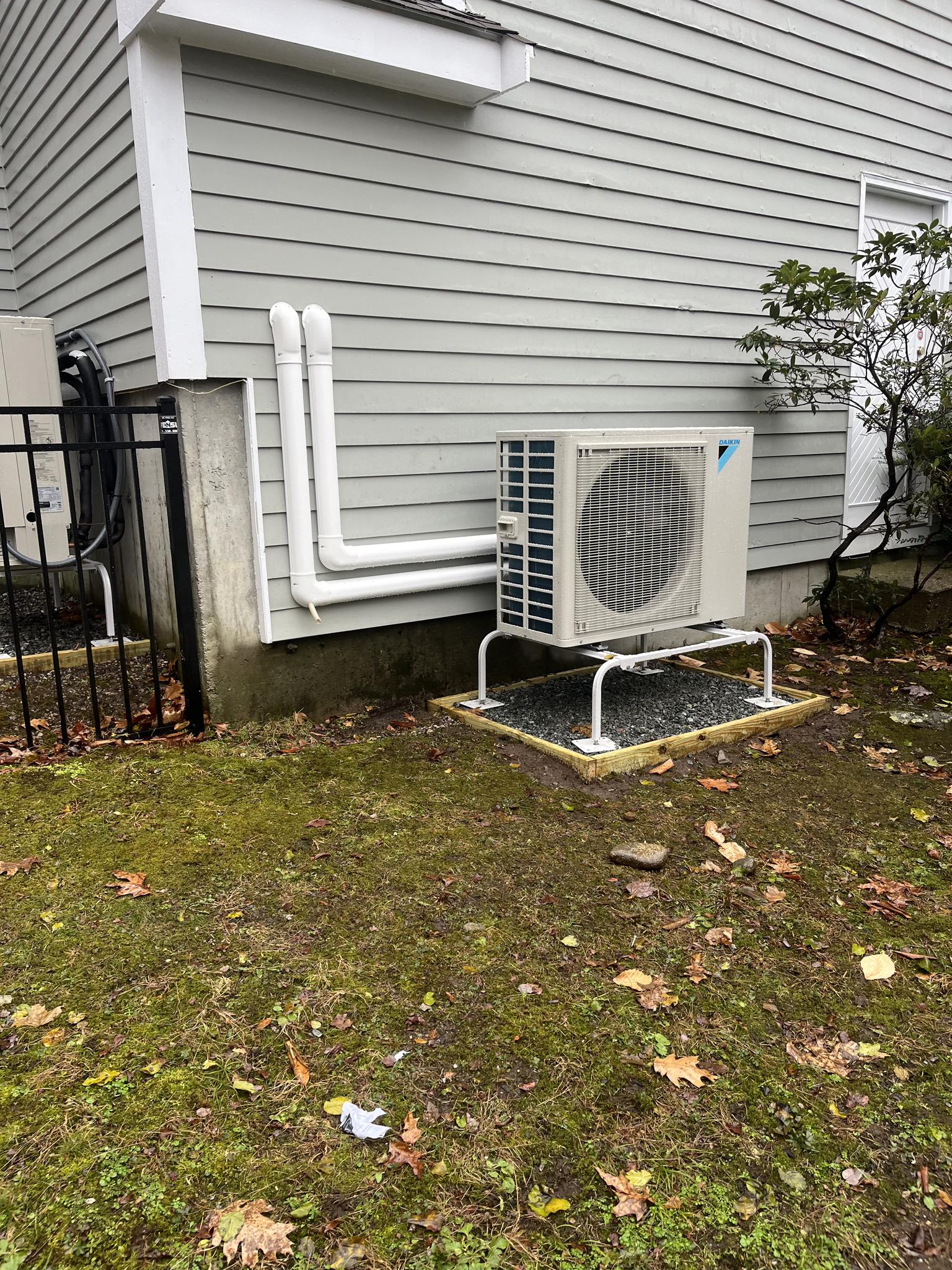 To ensure stability of the outdopor unit for years to come, we always lay a rock foundation.