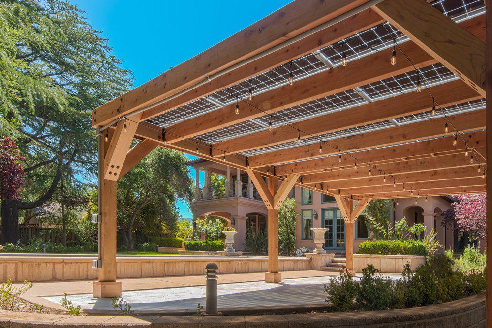 View from under a new solar pergola