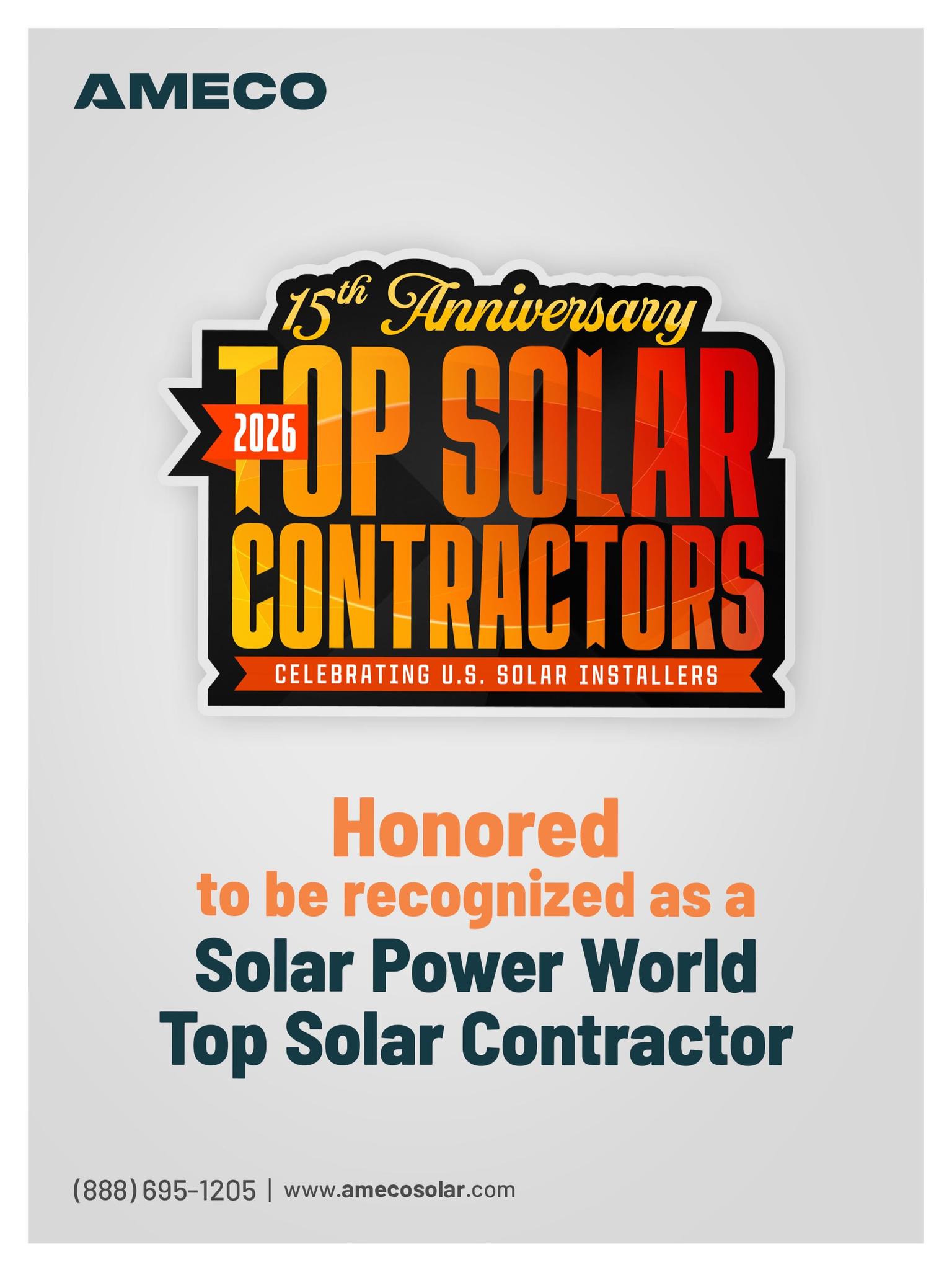 We’re honored to be recognized as one of the Solar Power World Top Solar Contractors!