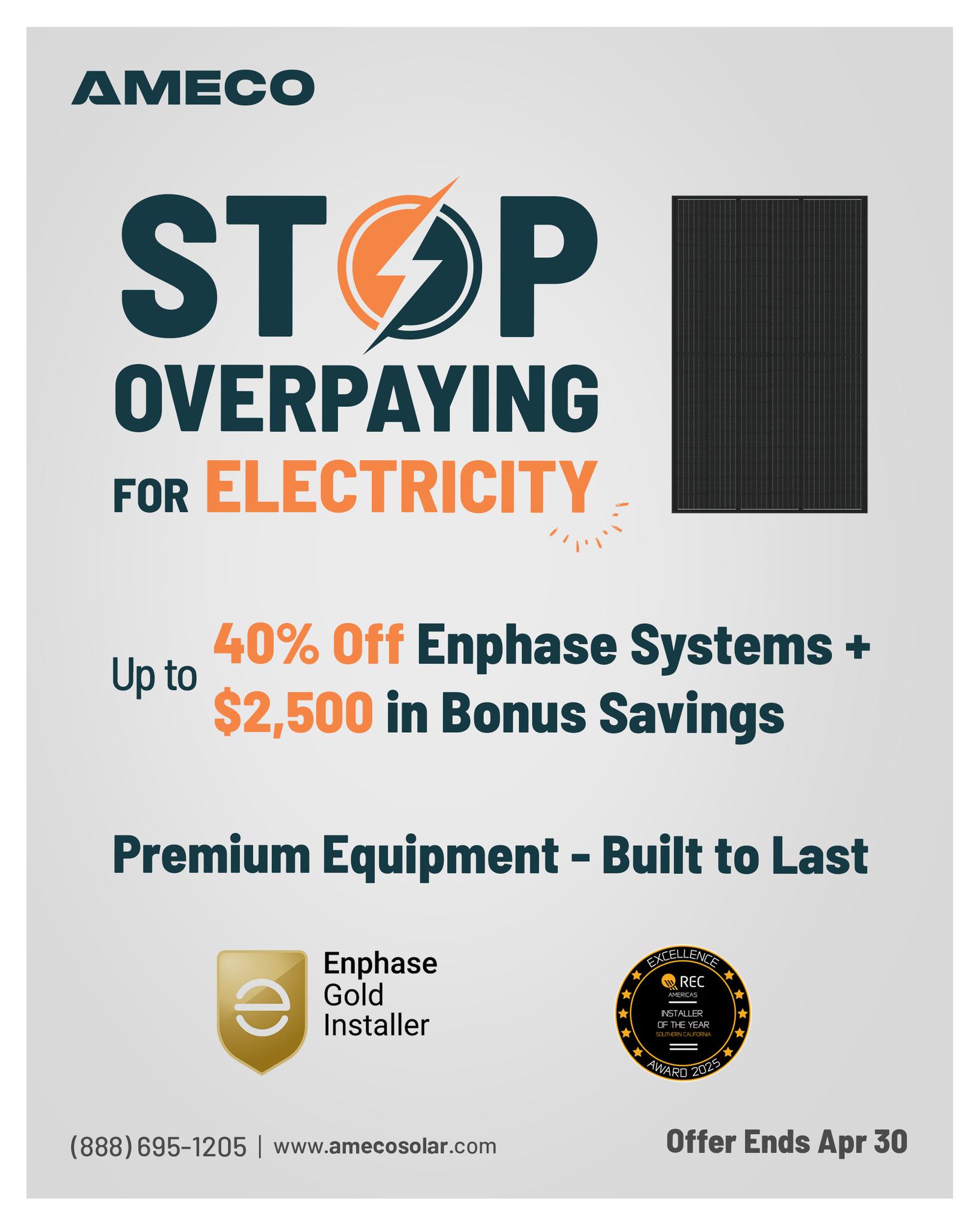 Final opportunity to secure up to 40% savings on premium Enphase systems + bonus incentives up to $2,500.