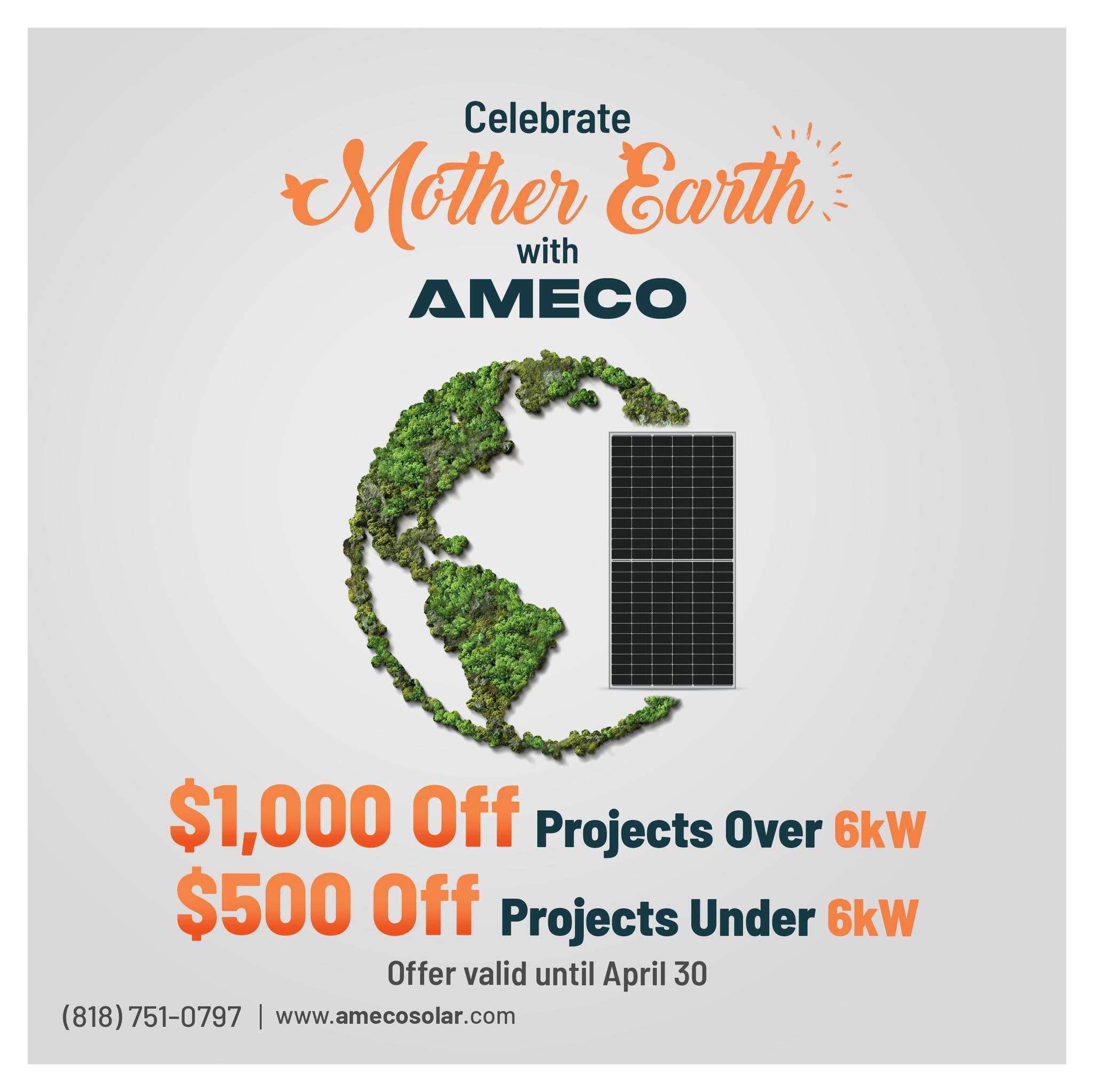 Go solar with AMECO! Save up to $1,000 on your system this April.