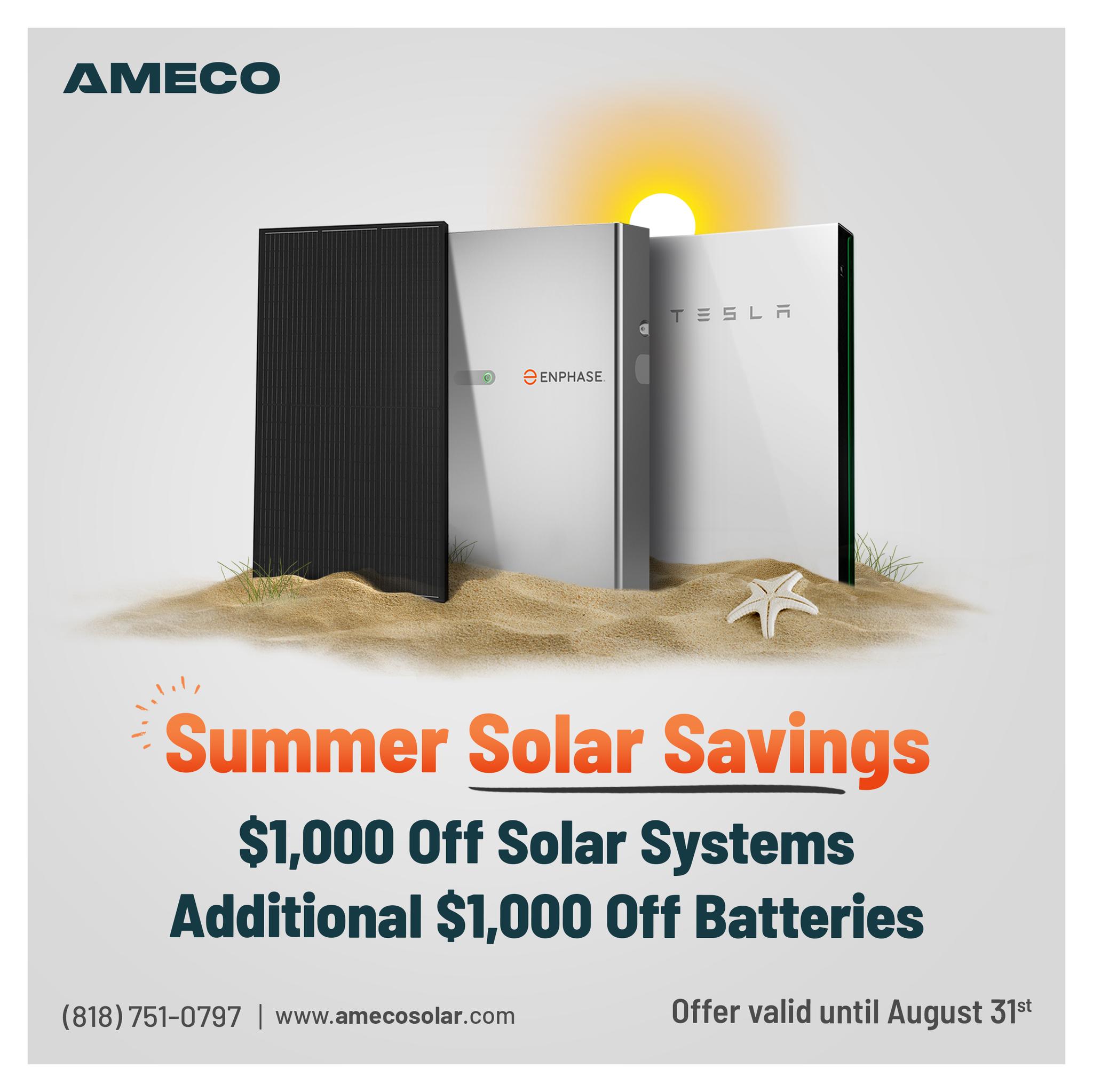 Get $1,000 off for all solar projects and an additional $1,000 if you add a battery with your new system