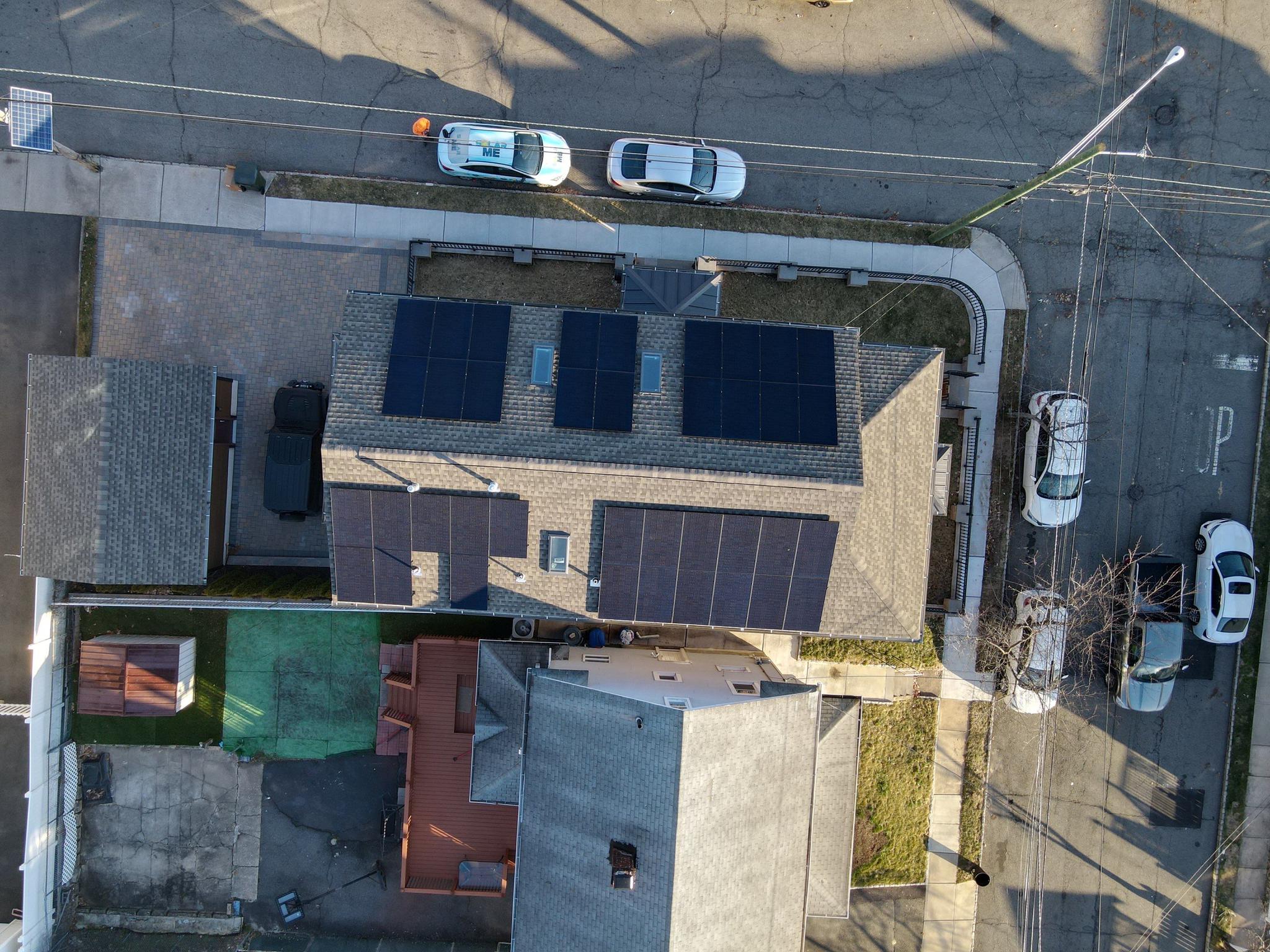 Great drone shot in Lambertville, NJ with no conduit even next to skylights