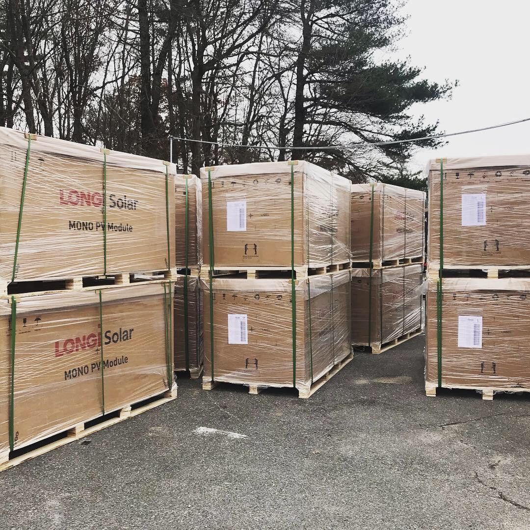 Module Delivery for Commercial Solar Install in Massachusetts