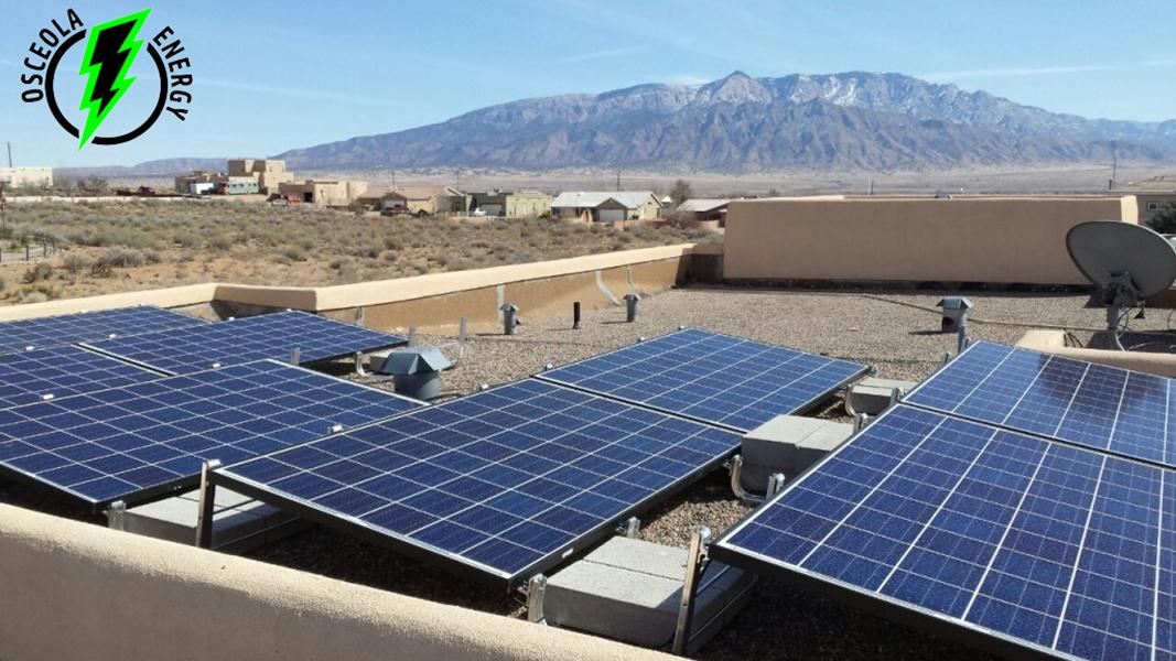 Solar panels on flat roof