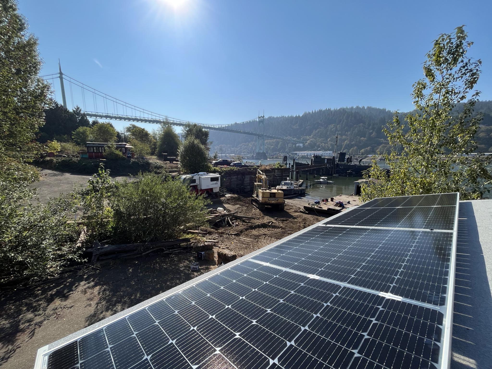 Off-grid solar project overlooking the Willamette River and the iconic St. John's Bridge
