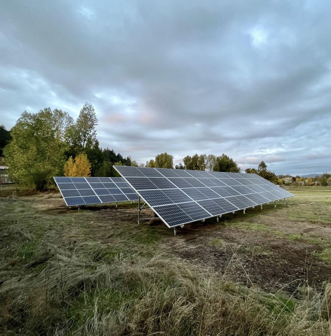 Storm looming over a ground mount in Eugene