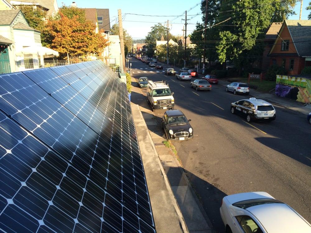 Drive down SE Belmont St in Portland, OR to catch a glimpse of this gorgeous solar awning!