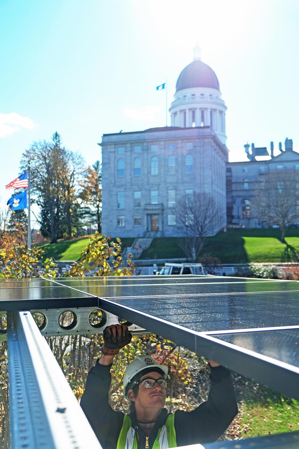Installing solar in Maine's Capitol