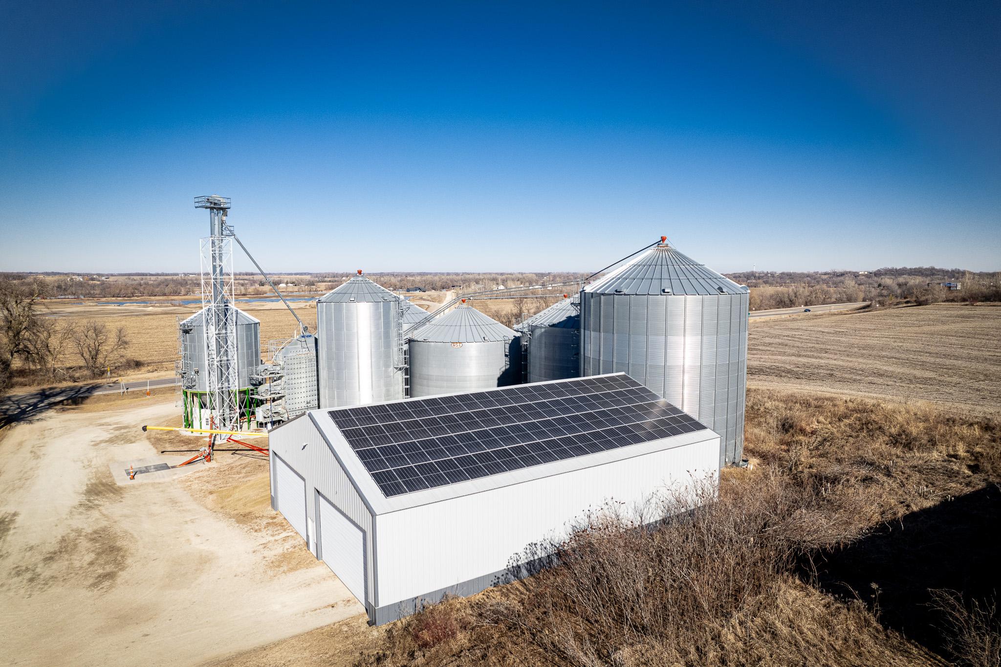 Rooftop solar for a farm with a grain elevator.