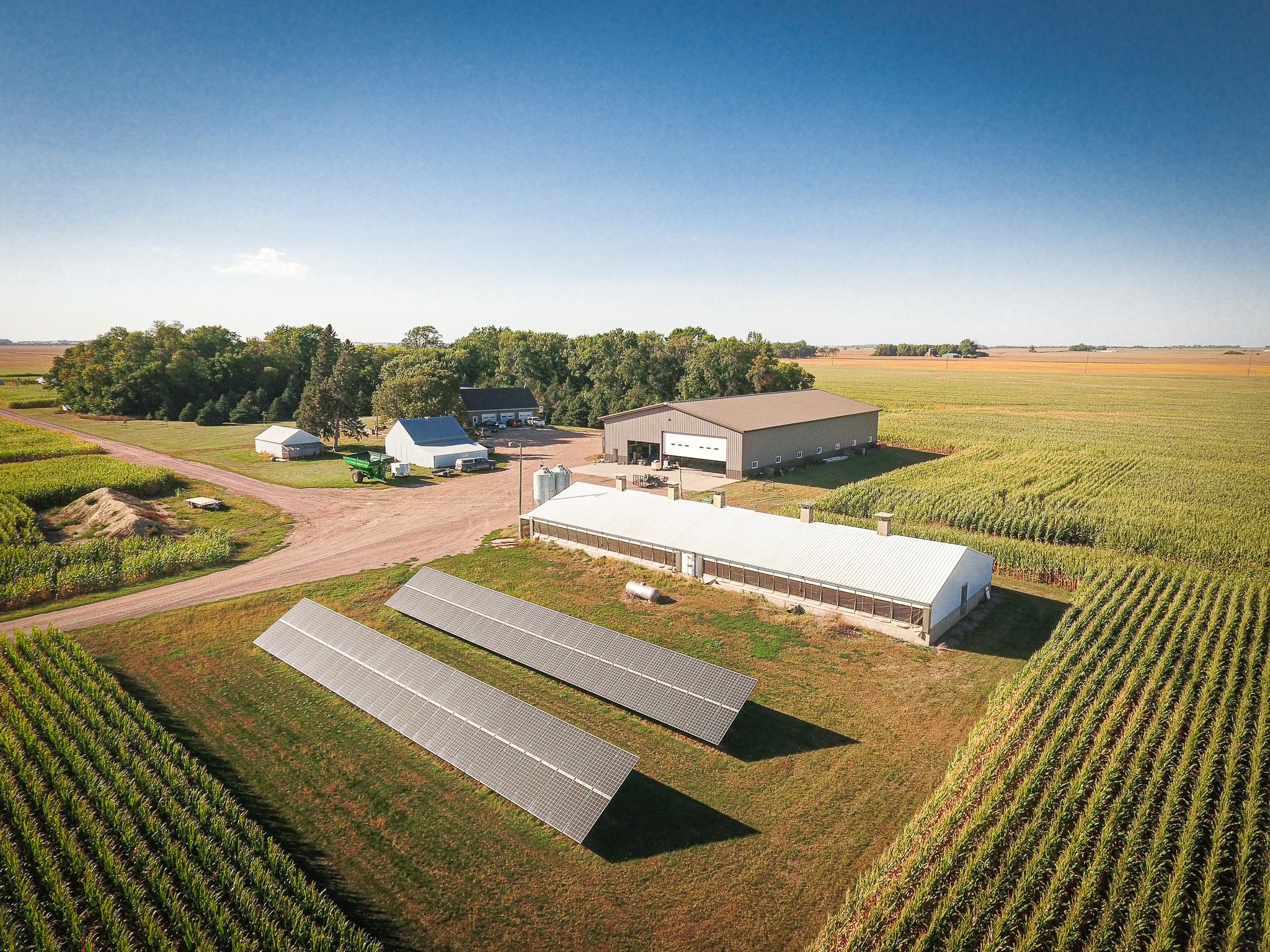Ground mounted solar for a hog operation.